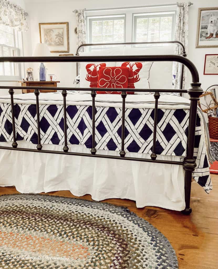 When Summer Starts.  Guest Bedroom decorated in red white and  blue.