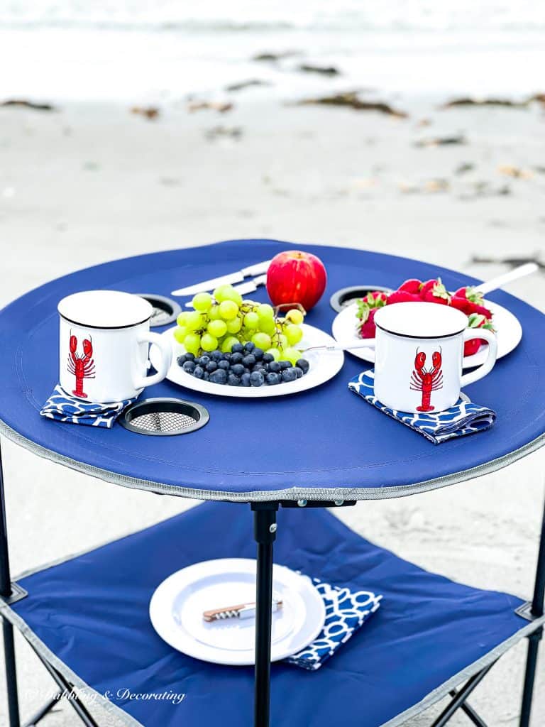 My Favorite Beach Day Essentials Folding picnic table.