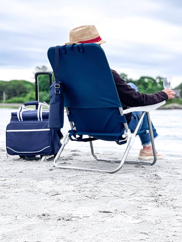 My Favorite Beach Day Essentials.  Beach chair and cooler.