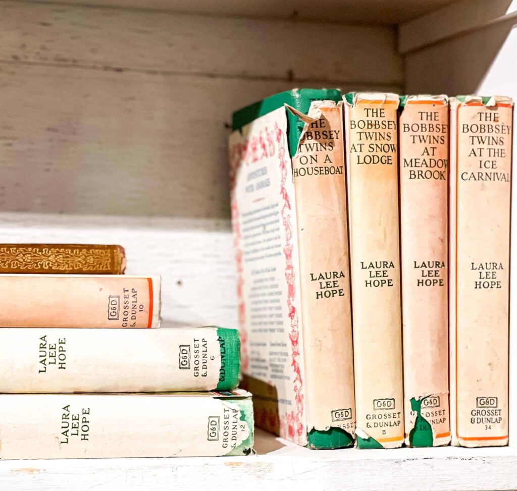 vintage books on shelf