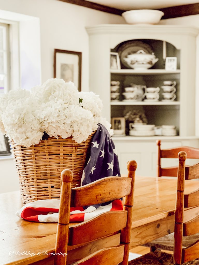 A Patriotic Basket Full of Hydrangeas