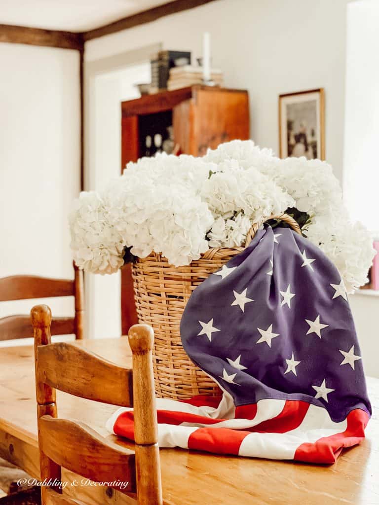 A Patriotic Basket Full of Hydrangeas