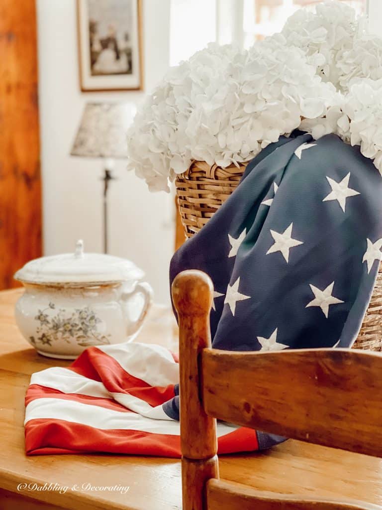 A Patriotic Basket Full of Hydrangeas