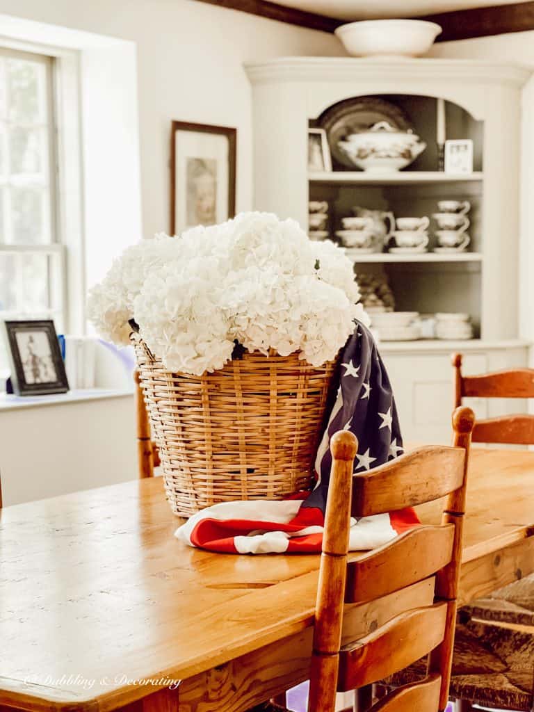 A Patriotic Basket Full of Hydrangeas