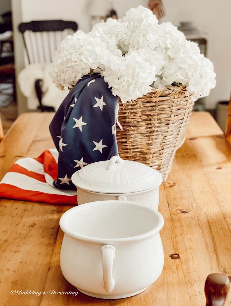 A Patriotic Basket Full of Hydrangeas