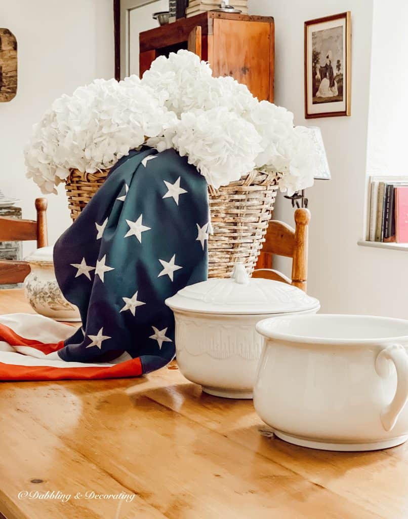 A Patriotic Basket Full of Hydrangeas