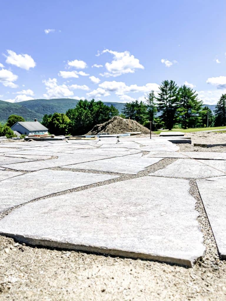 Corinthian granite patio being installed.