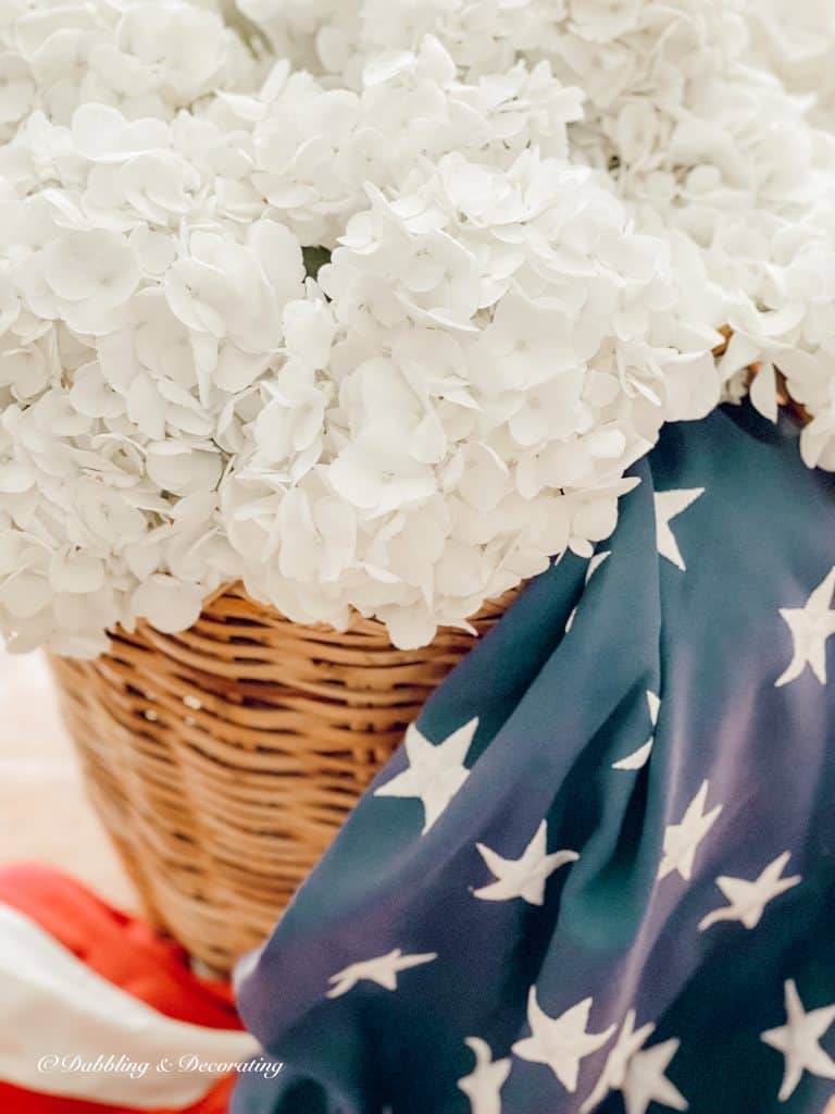 A Patriotic Basket Full of Hydrangeas