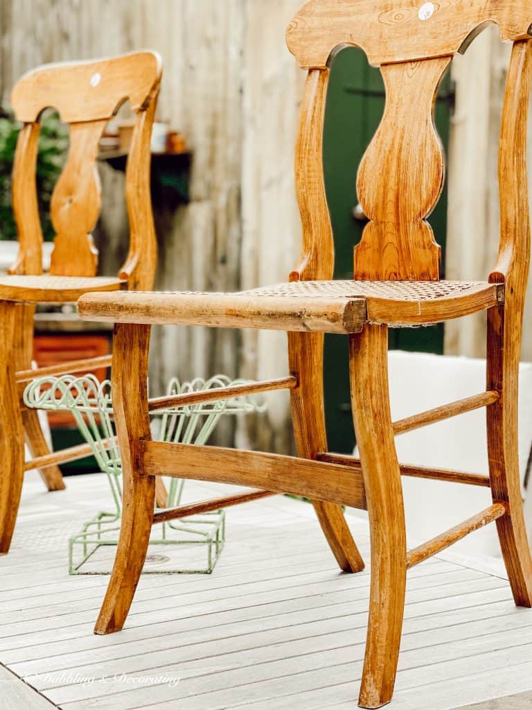 How I Thrifted This for Free.  Two cane chairs.