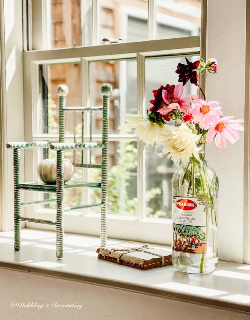 Doll Chair and Flowers from second hand shops