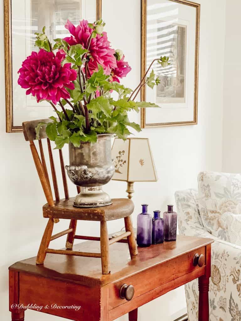 Vintage Chair with Dahlias
