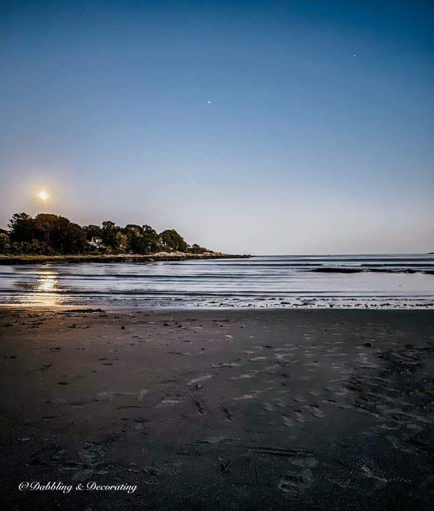 September's Harvest Moon over the beach at summer's end.