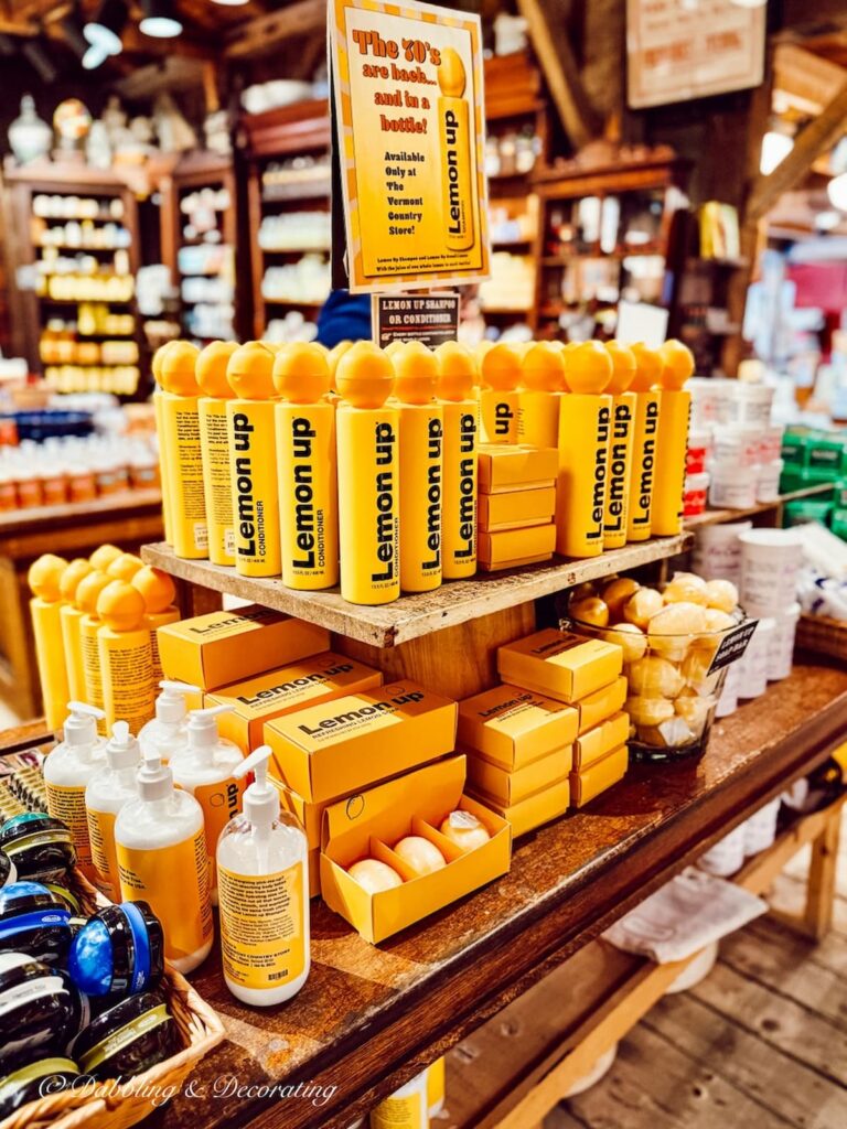 An old fashioned store display of Lemon Up Shampoo at The Vermont Country Store in Weston, VT.