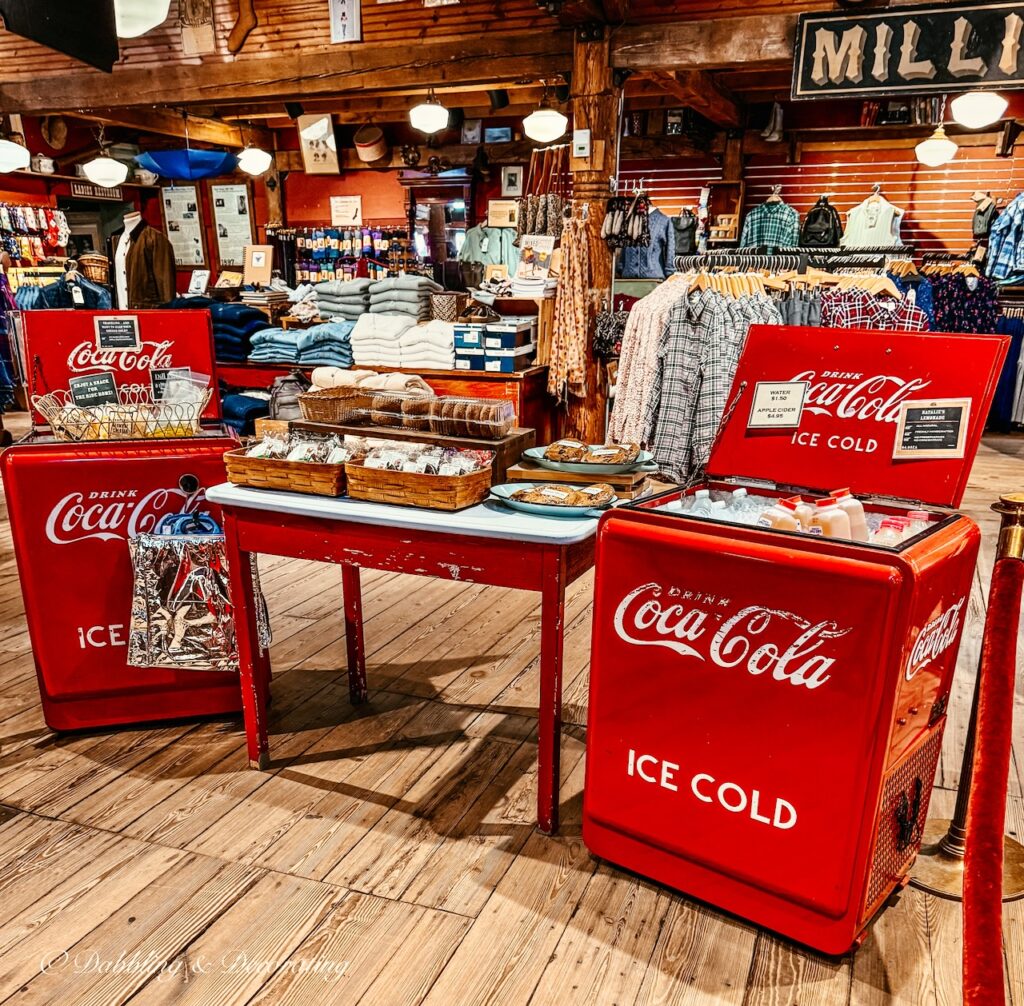 Vintage Coca Cola red large electric coolers with old fashioned soda at The Vermont Country Store in Weston, Vermont.
