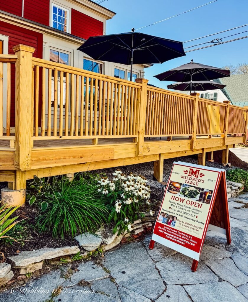 Mildred's porch restaurant at The Vermont Country Store in Weston, Vermont