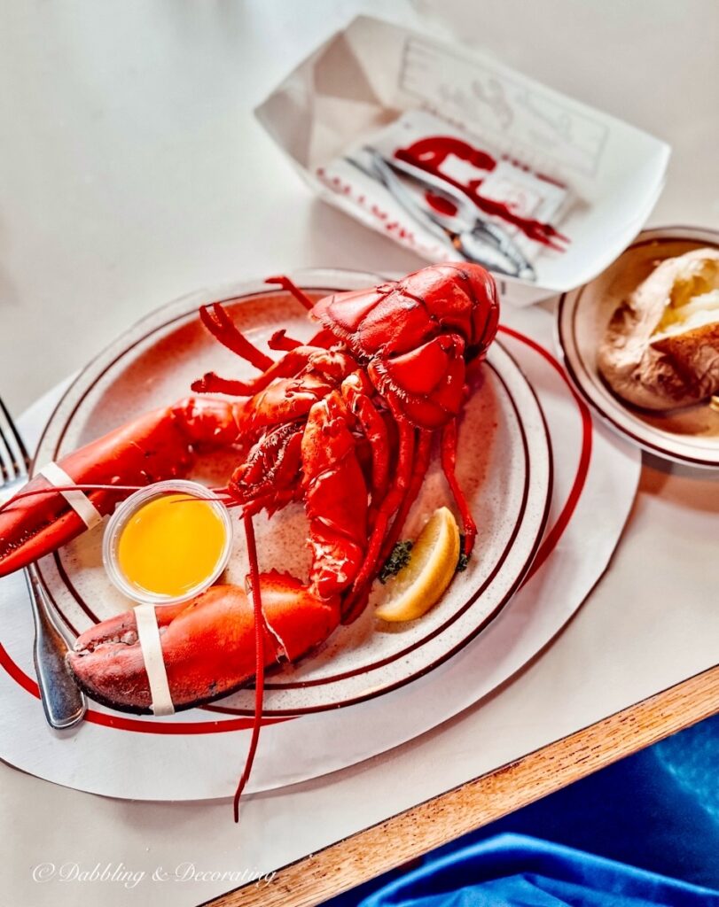 Lobster dinner at the Cape Neddick Lobster Pound in Maine.