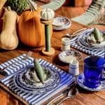 October blue and white table setting