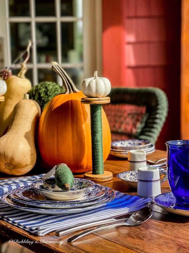 blue and white tablesetting