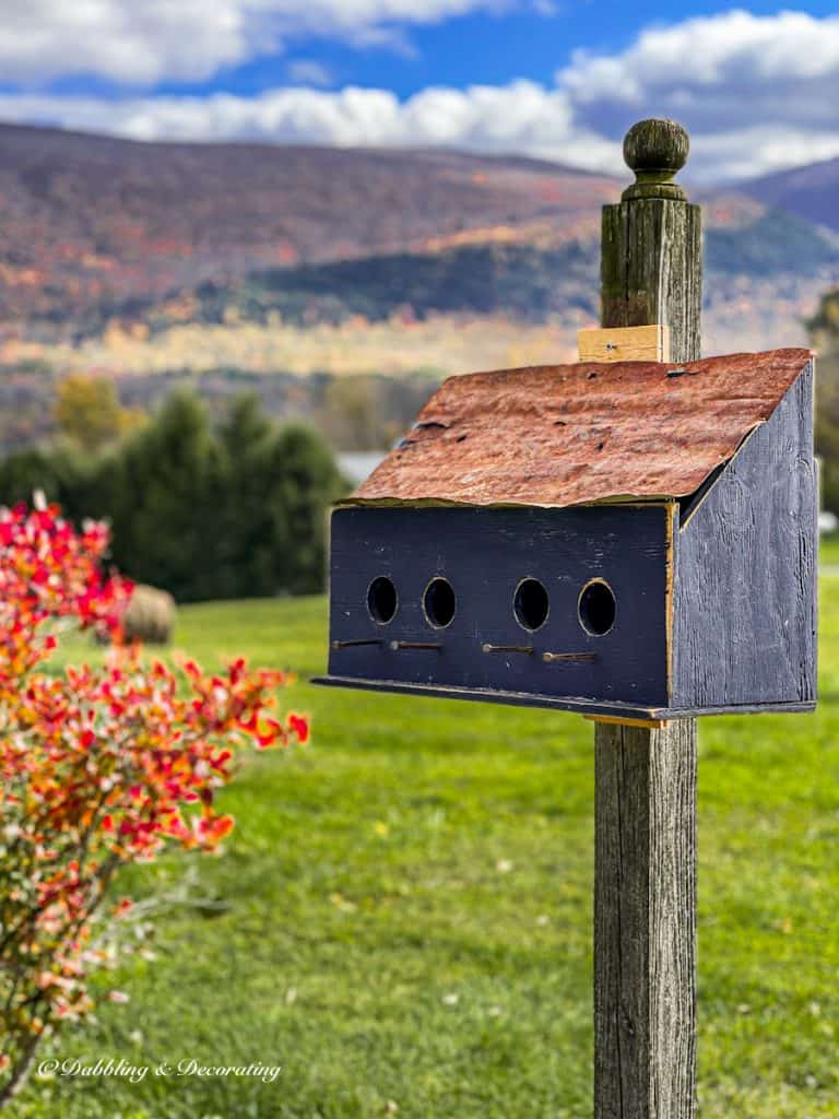 Blue Bird House amongst Vermont foliage.