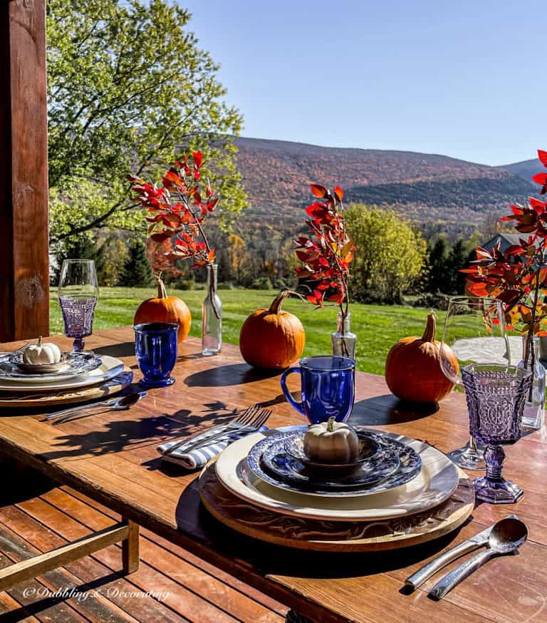Outdoor Fall Porch Table for Two with Mountain Views