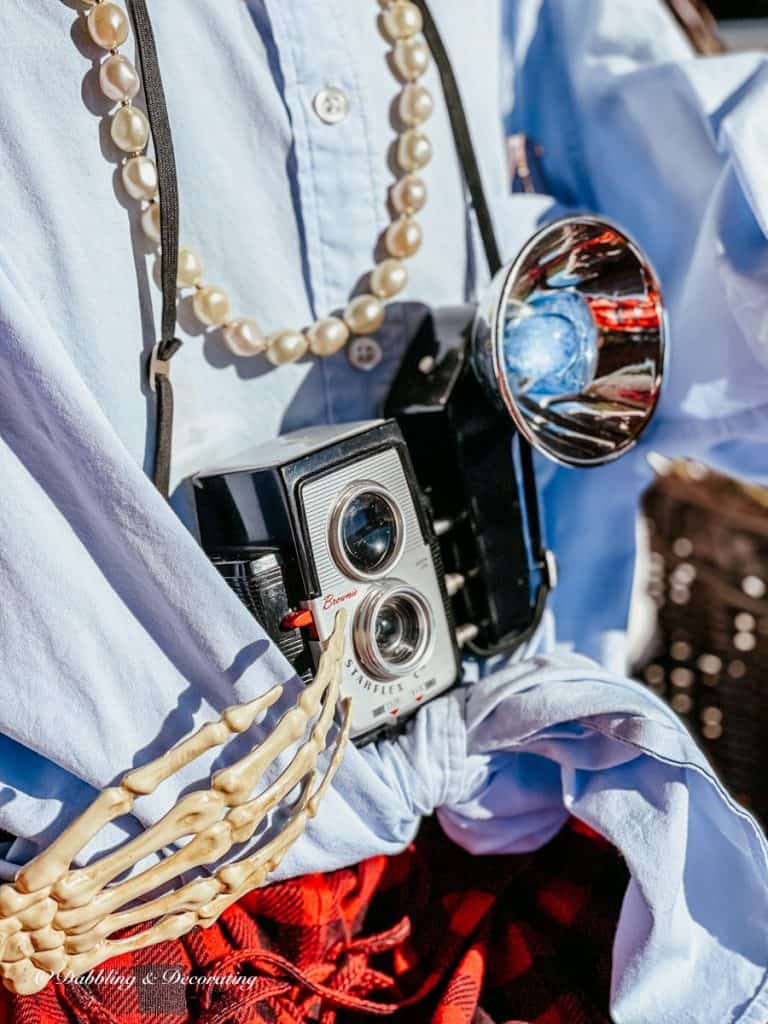 Vintage Camera  and Skeleton Hand