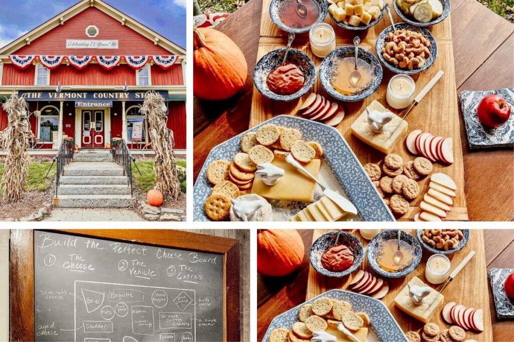 How to Style a Vintage Cheese board with Vermont Finds photo collage.