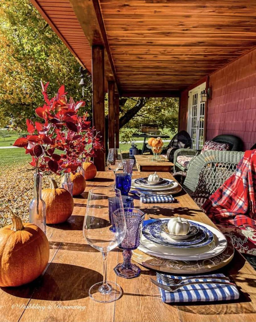 Outdoor Fall  Porch Table for 2 with Mountain Views