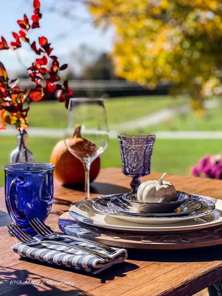 Outdoor Fall  Porch Table for 2 with Mountain Views