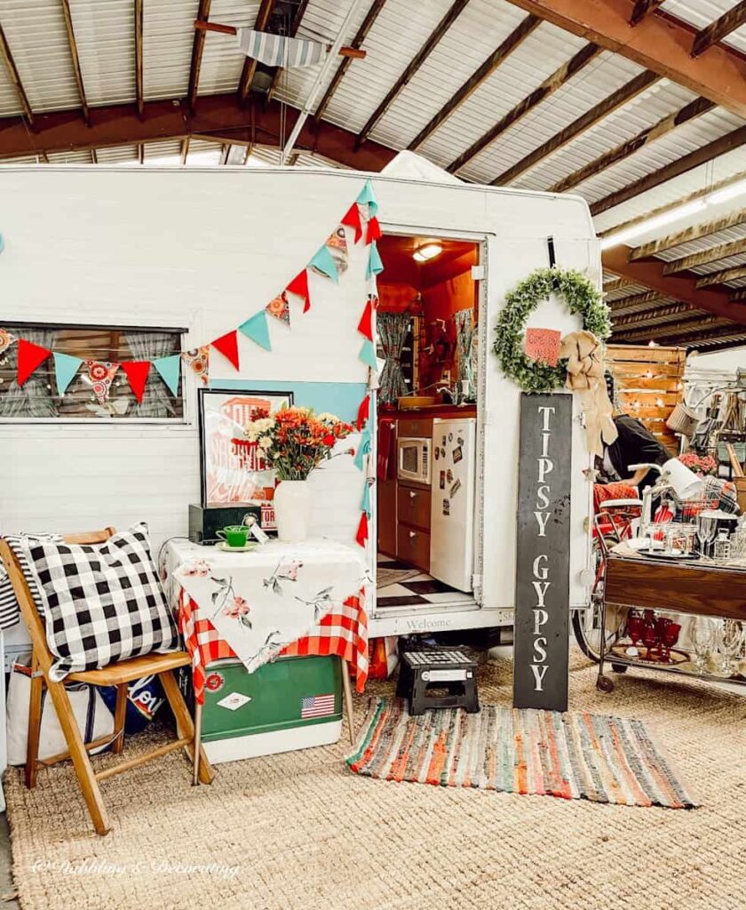 Retro Tipsy Gypsy camper at Vintage Market Days Vermont.
