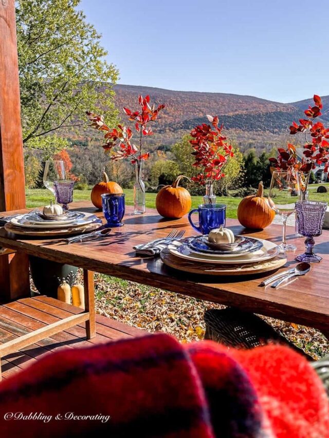 Outdoor Fall  Porch Table for two with Mountain Views