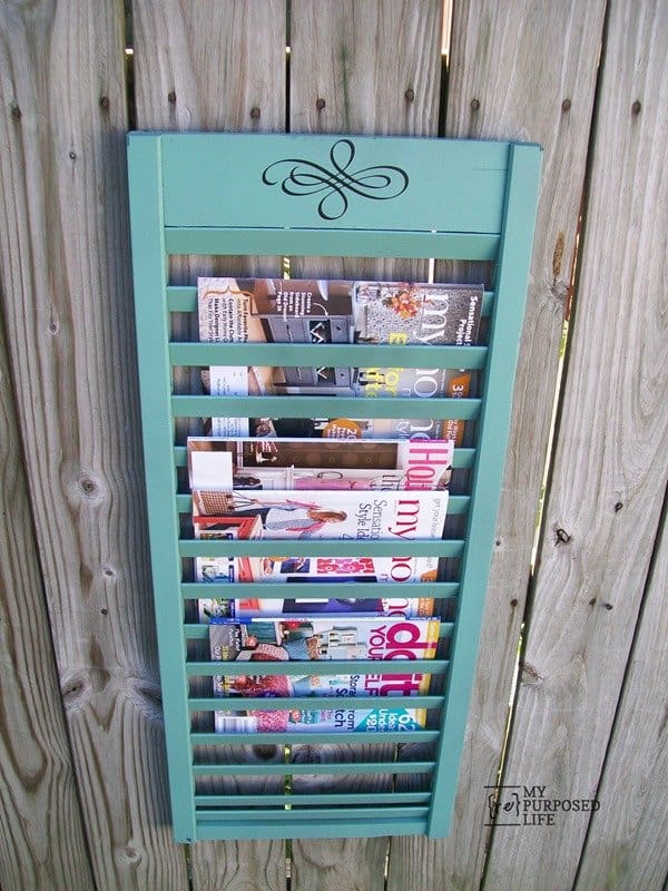 REPURPOSED SHUTTER (MAGAZINE RACK)