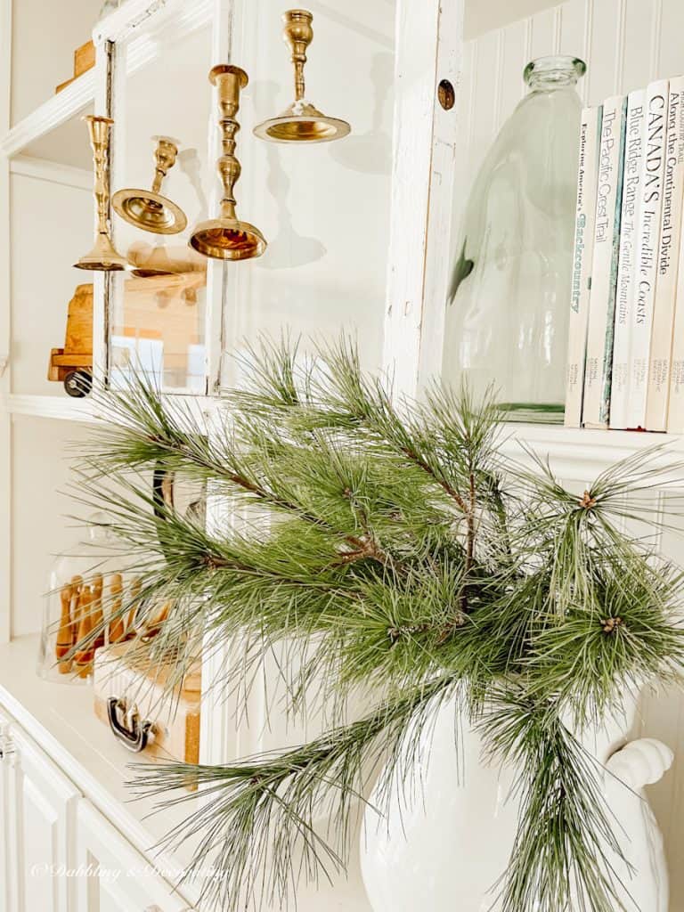 Cozy Winter Neutral Built-Ins with Greenery