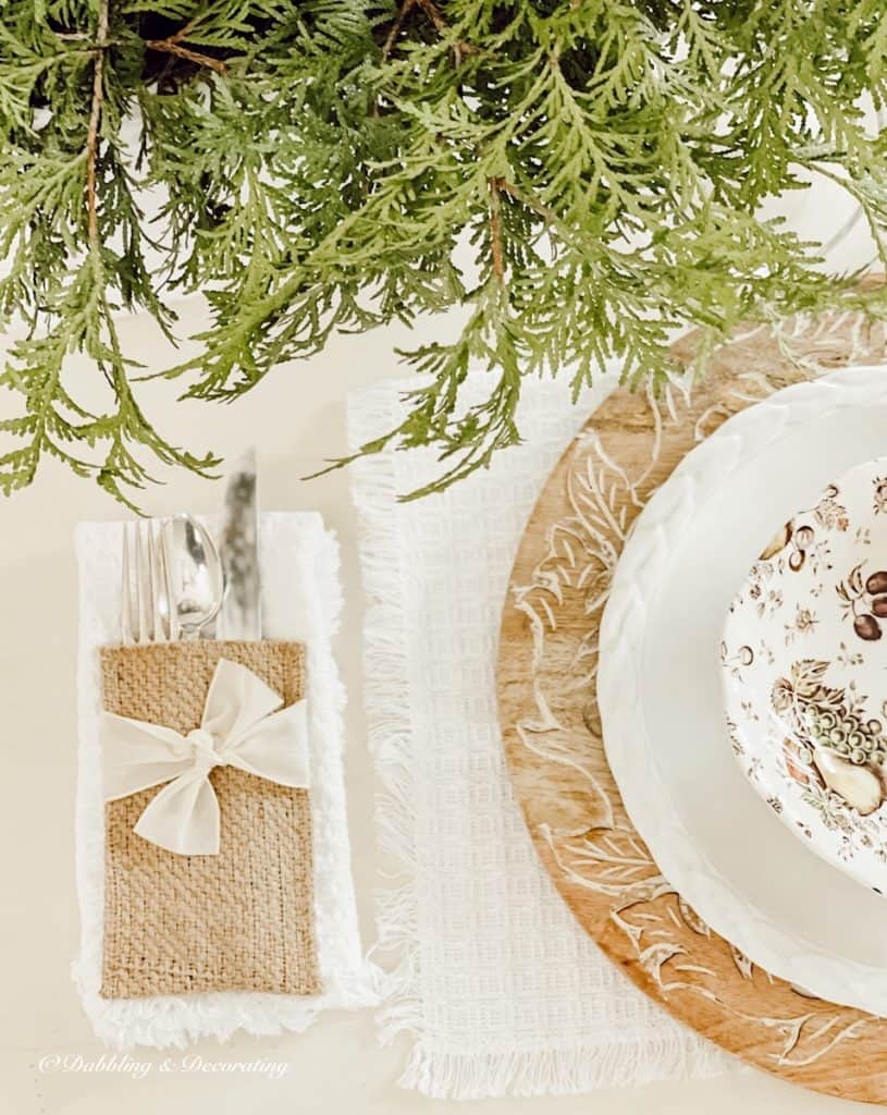Setting a Winter Table with Boutique silverware pouches.