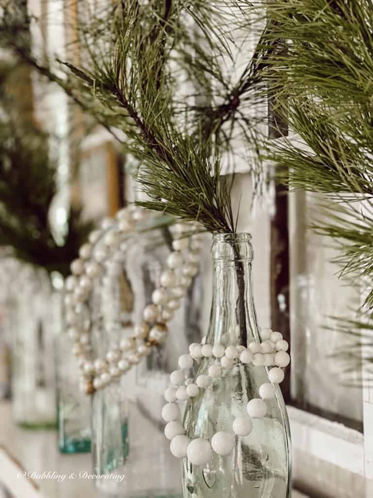 Setting a Winter Table with Vintage Blue Bottles