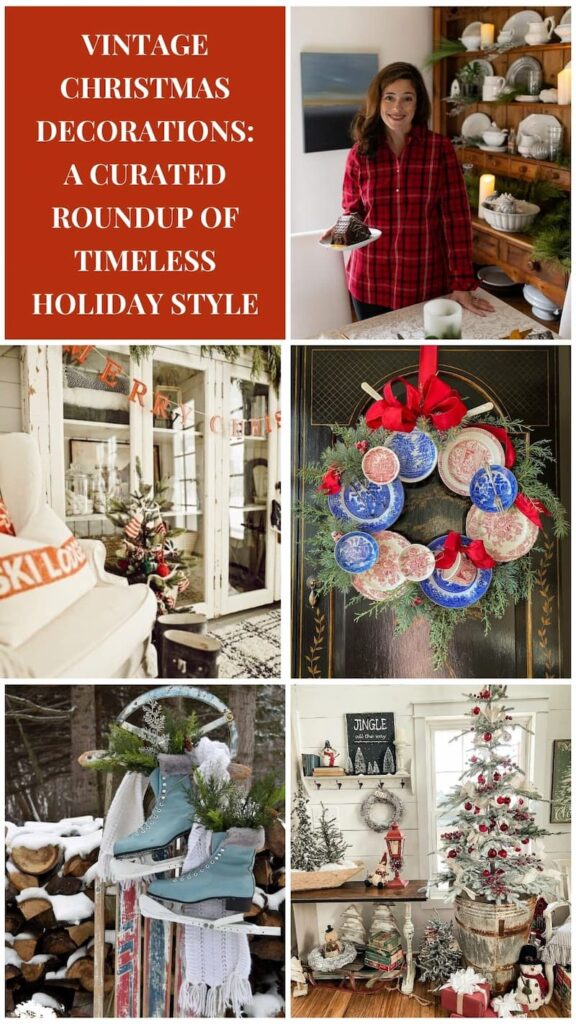 Vintage Christmas Decorations: A Curated Roundup of Timeless Holiday Style photo collage.