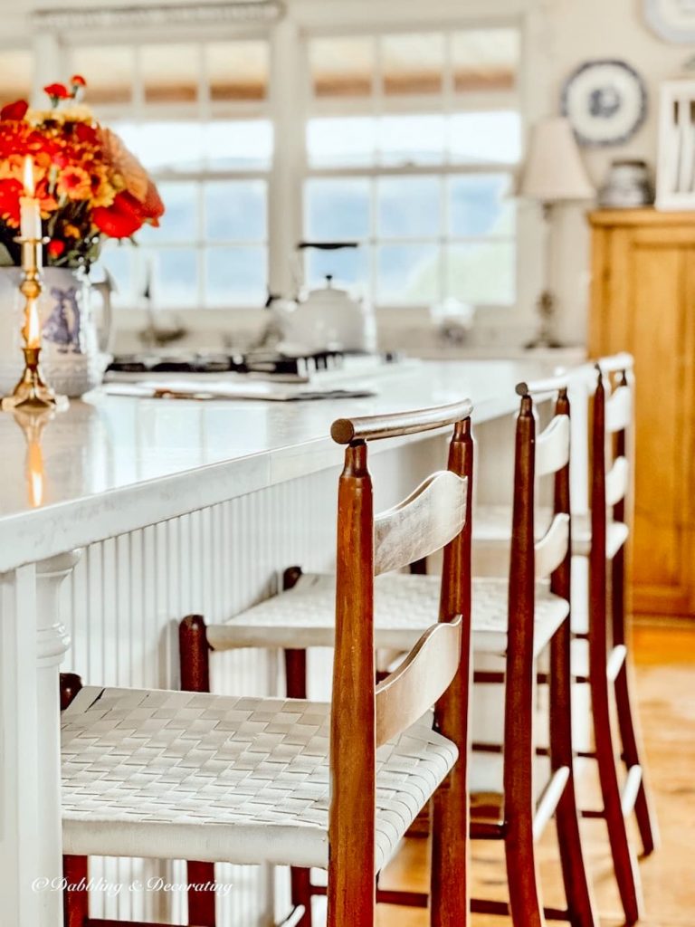 Shaker Style Barstools in farmhouse kitchen.