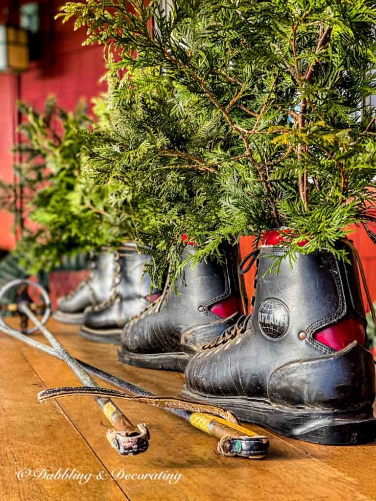 ski lodge old ski boots