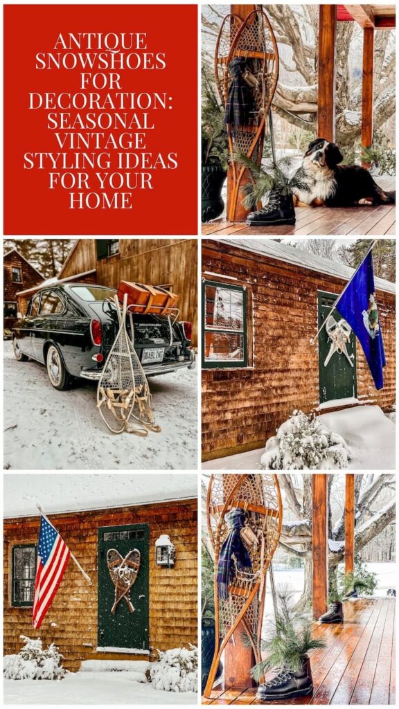 Antique Snowshoes for Decoration: Classic Vintage Ideas for Seasonal Style photo collage