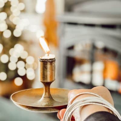 Candle and Fireplace