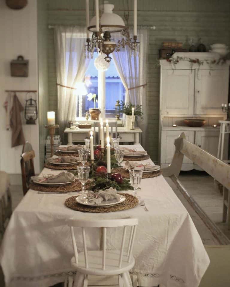 Vintage Dining Room in Swedish home for the holidays.