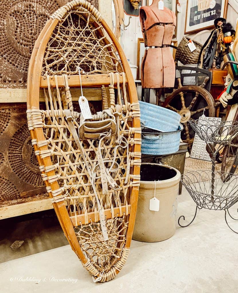 Vintage snowshoes, small in size in antique store.