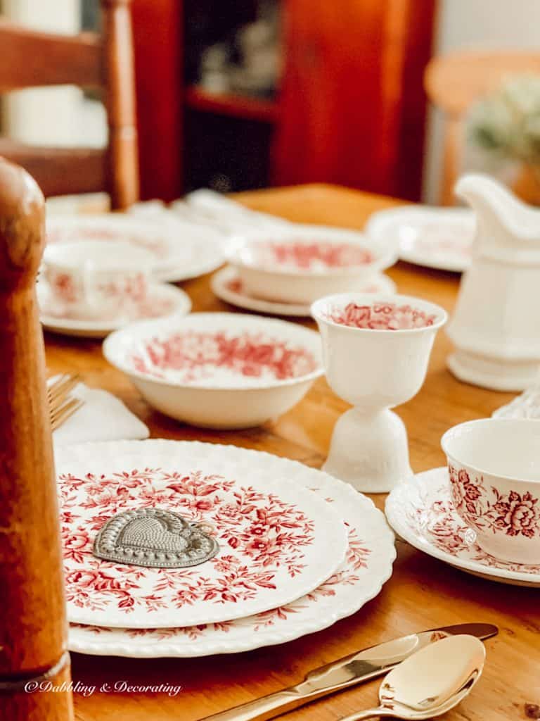 Metal Heart on Romantic Table Setting