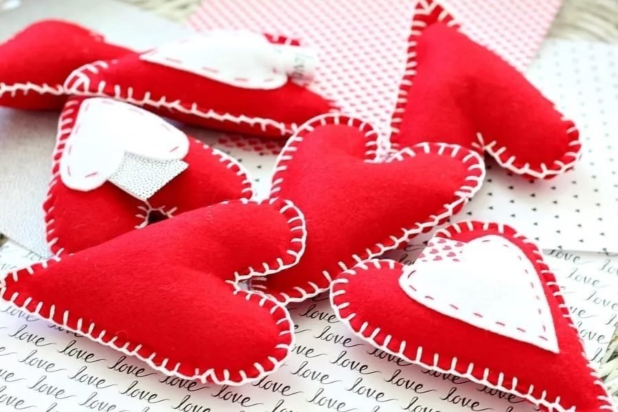 Felted Heart Pillows With Pockets for Love Notes