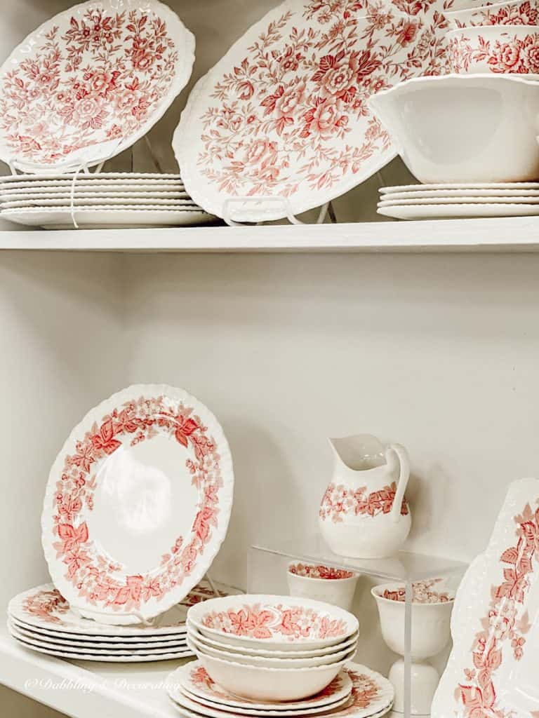 Vintage Pink Dishes for Valentine's Day decorating.
