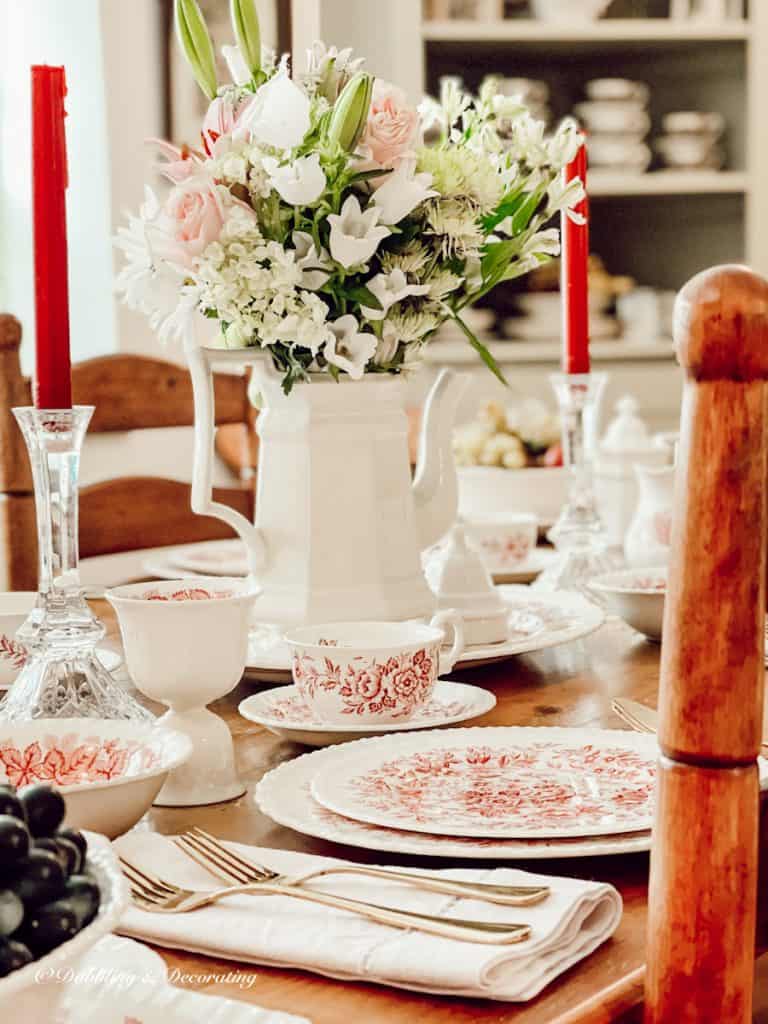 Tablescape on a  cozy snow day at home.