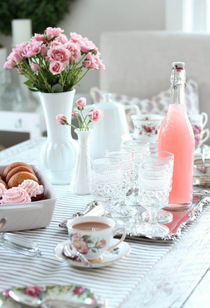Galentine’s Day Tea Party – Vintage Style tablescape for Valentine's Day
