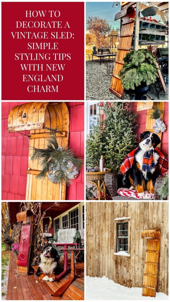 How to Decorate a Vintage Sled:  Simple Styling Tips with New England Charm photo collage