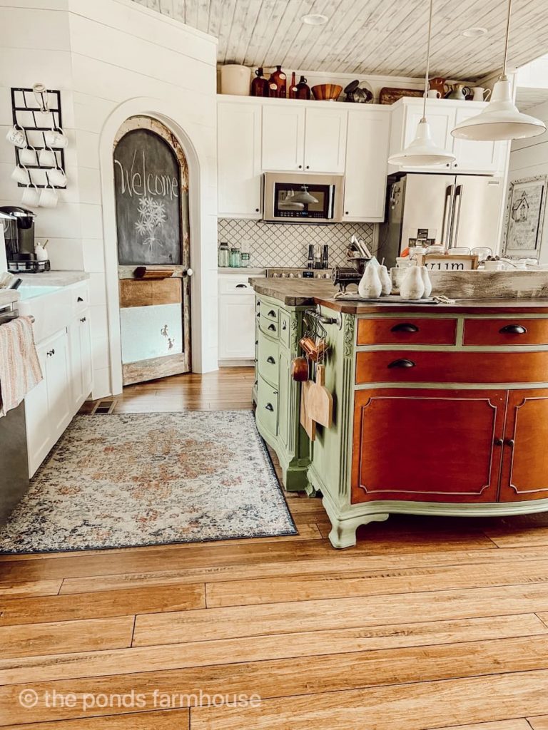 Green Kitchen Island