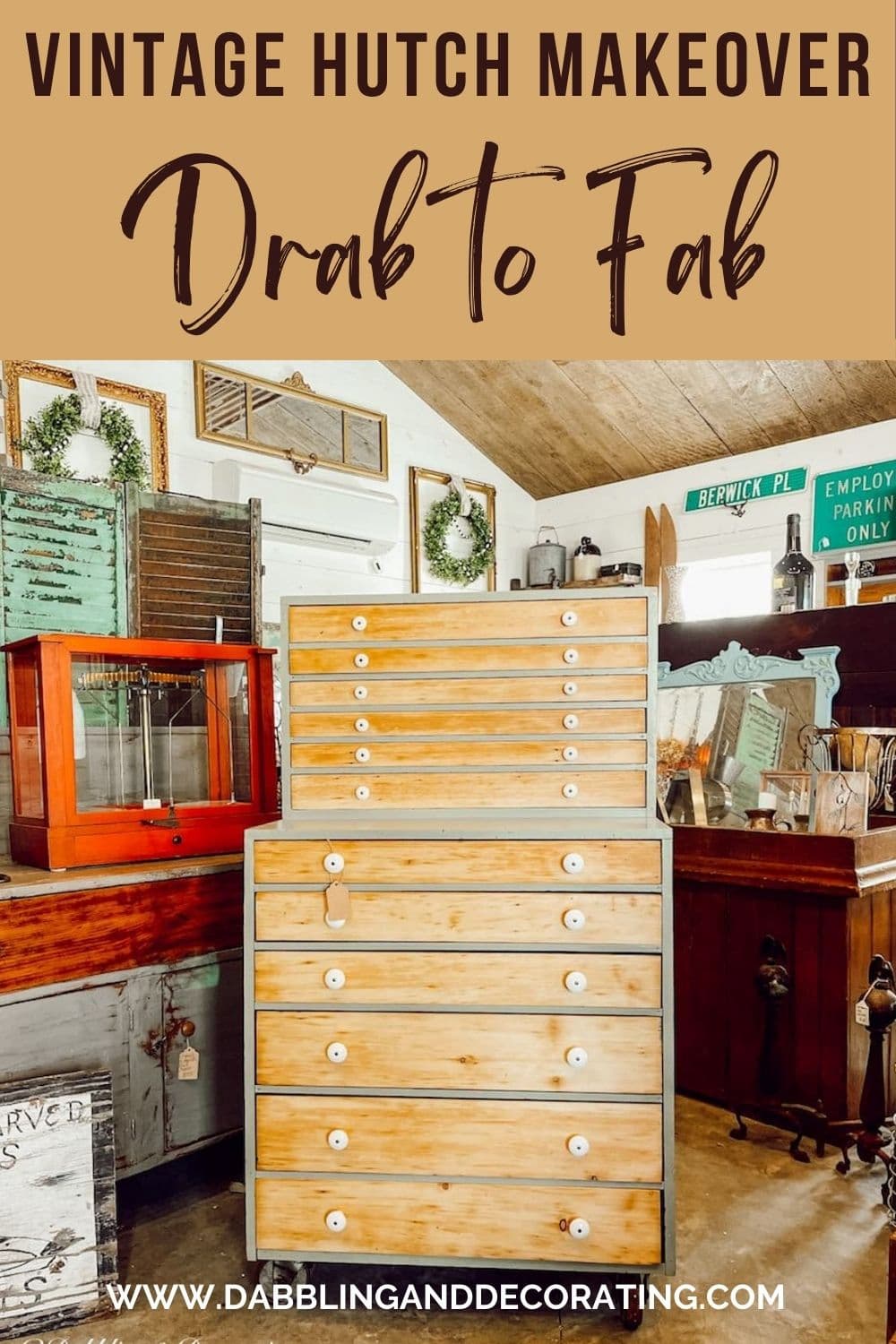 Vintage Hutch Makeover Drab to Fab Dabbling & Decorating