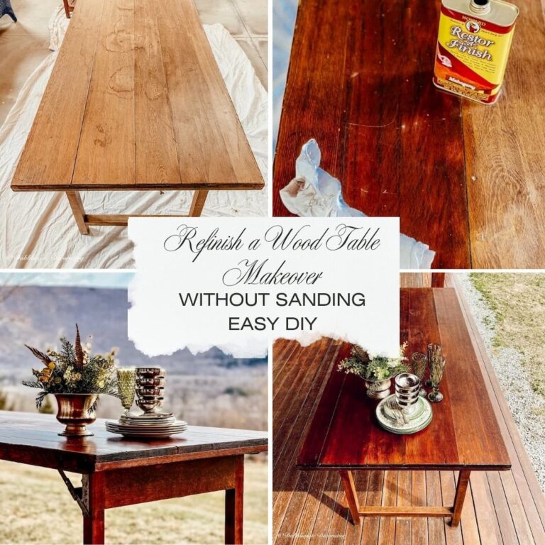 Refinish a Wood Table Without Sanding | Easy DIY Makeover collage